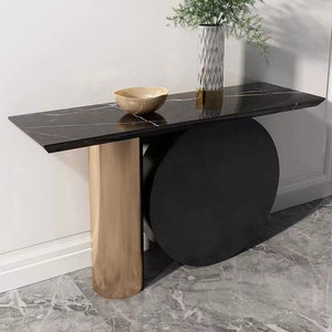 Home Furniture Entryway Hallway Modern Stone Top Decorative Entryway Table With Gold Metal Base Design Console Table