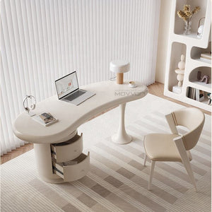 High-Grade Cream Style Solid Wood Desk Small Household French Light Luxury Modern Design with Special-shaped Features