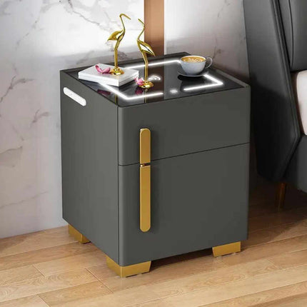 Luxury Home Bedroom Bed Side Cabinet Modern and Simple with Integrated Safe Wireless Charging Light