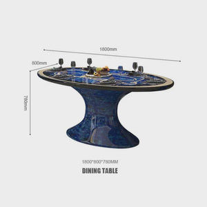 Modern Luxury Dining Table and Chair Set – High-End Blue Upholstered Seats, Easy Assembly, Comfortable Home Furniture