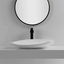 Cargar imagen en el visor de la galería, Unique Design White Porcelain Above Counter Hand Washing Basin Modern Bathroom Art Vessel Sink Irregular Shape Top Mount Vanity Wash Basin
