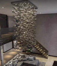Load image into Gallery viewer, Modern Ball Ceiling Light Rectangular LED Smoke Grey Blown Glass Bubble Chandelier Light
