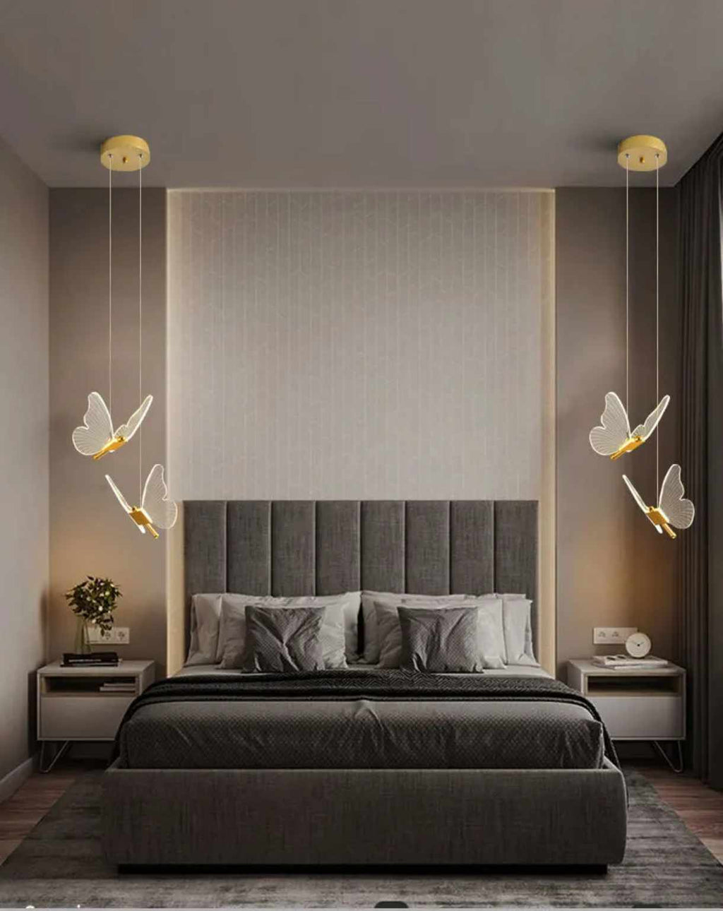 New Modern Gold Butterfly Pendant Light Acrylic Art Decor Chandelier Light Single or Two Heads Pendant Lighting