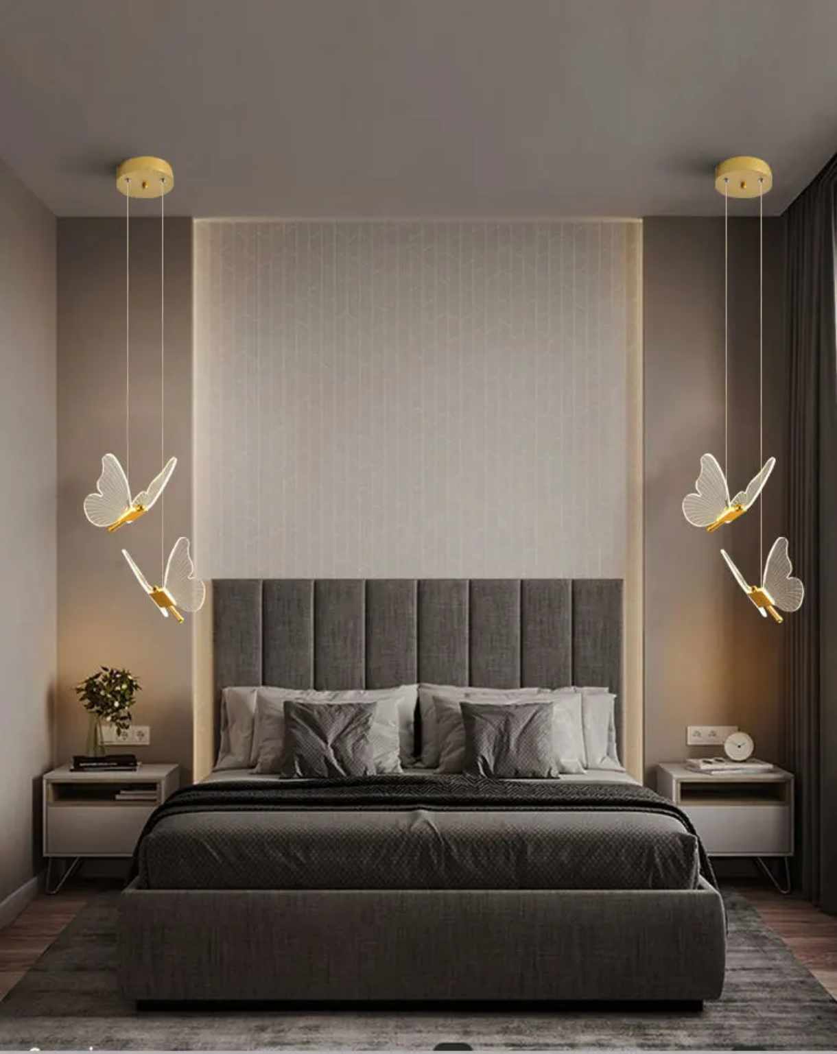 New Modern Gold Butterfly Pendant Light Acrylic Art Decor Chandelier Light Single or Two Heads Pendant Lighting