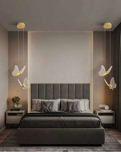 New Modern Gold Butterfly Pendant Light Acrylic Art Decor Chandelier Light Single or Two Heads Pendant Lighting