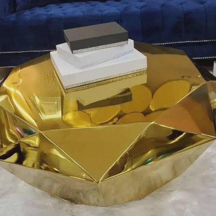 Luxurious Gold Plated Coffee Table – Modern Center Table for Hotel Lobby, Living Room & Reception Areas