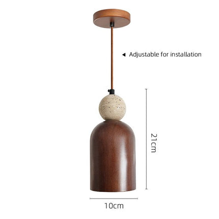 Pendant Light Cavity-Stone Bedroom Chandelier with Wood for Kitchen Island, Bar, and Dining Room – Middle Sized