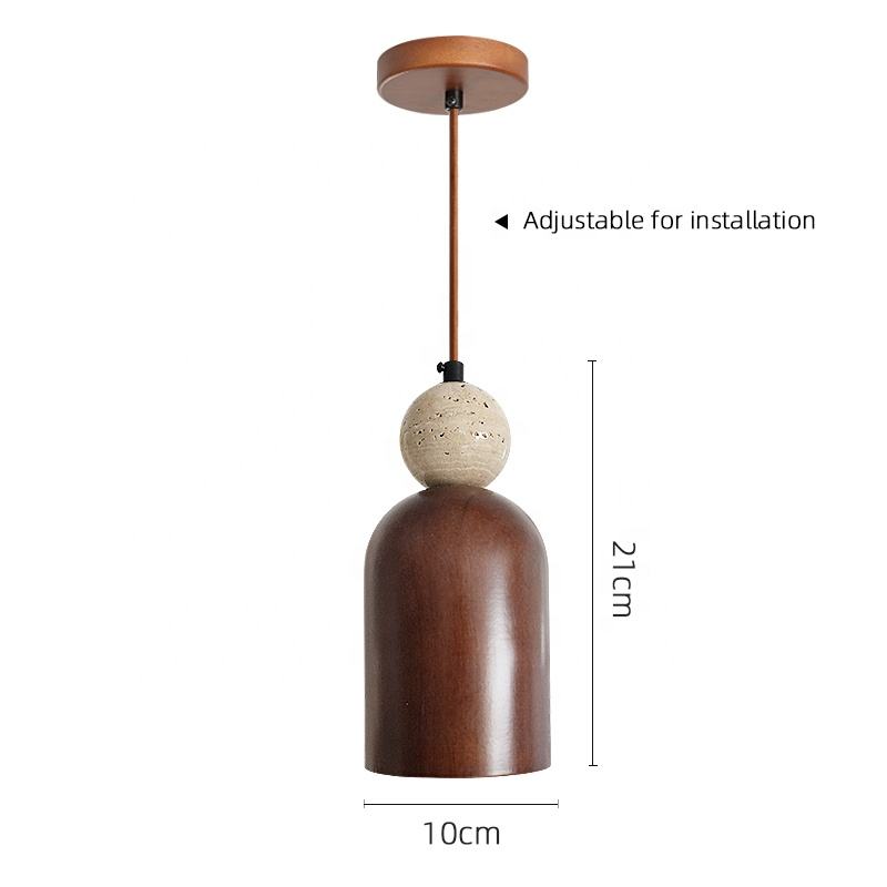 Pendant Light Cavity-Stone Bedroom Chandelier with Wood for Kitchen Island, Bar, and Dining Room – Middle Sized