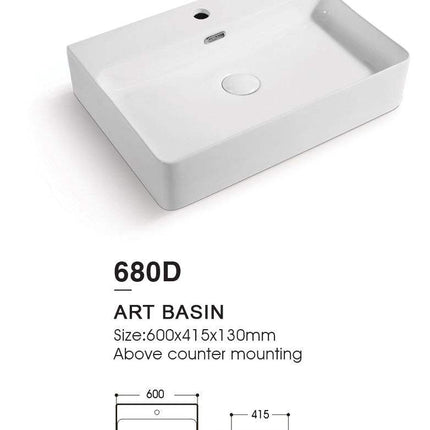 Hochwertiges Tischwaschbecken, rechteckiges Badezimmerwaschbecken, weißes Keramik-Waschbecken