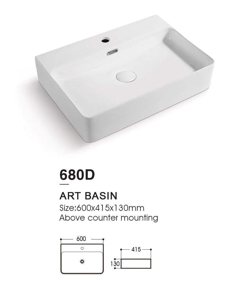 High Quality Table Top Hand Wash Sink Lavabo Rectangular Bathroom Sink Bowl White Ceramic Countertop Wash Basin