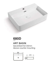 Cargar imagen en el visor de la galería, High Quality Table Top Hand Wash Sink Lavabo Rectangular Bathroom Sink Bowl White Ceramic Countertop Wash Basin
