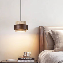 Load image into Gallery viewer, Vintage Wabi-Sabi Travertine Pendant Light – Retro Adjustable Chandelier for Bedroom, Bedside &amp; Dining Room
