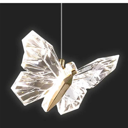 Butterfly-inspired Indoor Hanging Lighting Home Living Room Bedroom Decoration Crystal LED Lamp Pendant Lights Chandelier