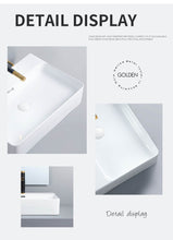 Cargar imagen en el visor de la galería, High Quality Table Top Hand Wash Sink Lavabo Rectangular Bathroom Sink Bowl White Ceramic Countertop Wash Basin
