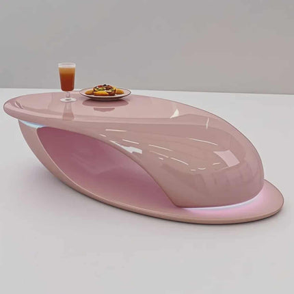 Luxury Modern Pink Oval Coffee Table – Contemporary Center Table for Hotels, Offices, Living Rooms & Salons