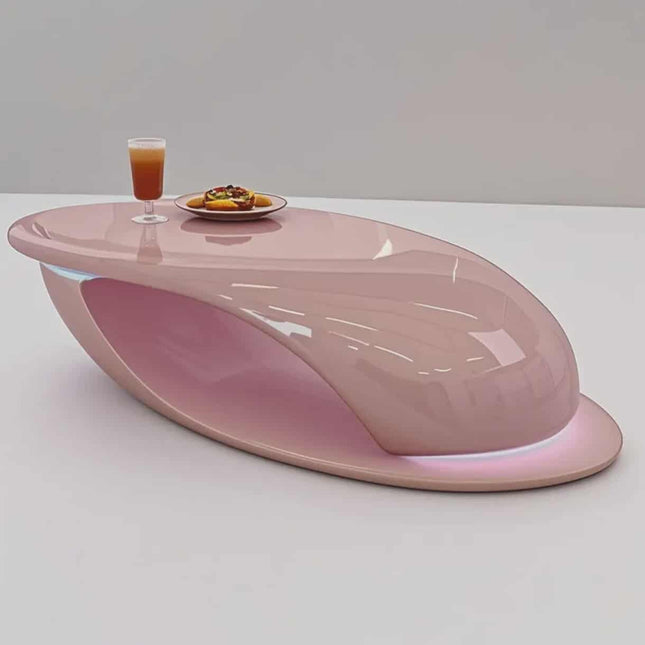 Luxury Modern Pink Oval Coffee Table – Contemporary Center Table for Hotels, Offices, Living Rooms & Salons