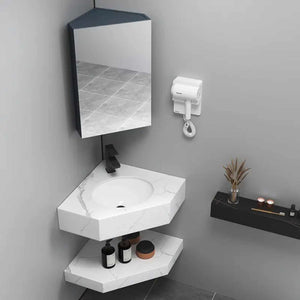 Cabinet Combination Small Unit Shape Corner Right Angle Solid Wood Ceramic Basin Wash Basin
