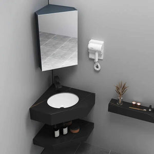Cabinet Combination Small Unit Shape Corner Right Angle Solid Wood Ceramic Basin Wash Basin