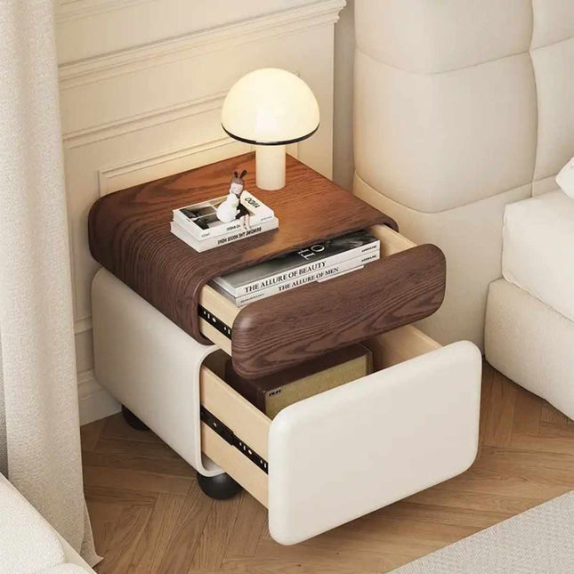 Luxury Bedroom Advanced Bedside Cabinet Storage Wood Grain Simple Modern Design