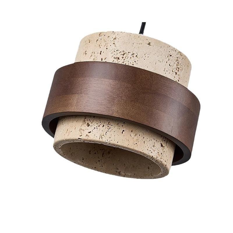 Vintage Wabi-Sabi Travertine Pendant Light – Retro Adjustable Chandelier for Bedroom, Bedside & Dining Room