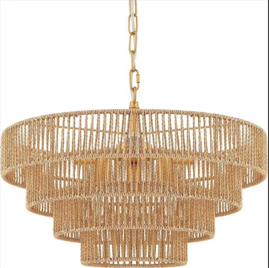 Antique Bamboo Pendant Lamp – Creative Round Wooden Rattan Light with Minimalist Vintage Design