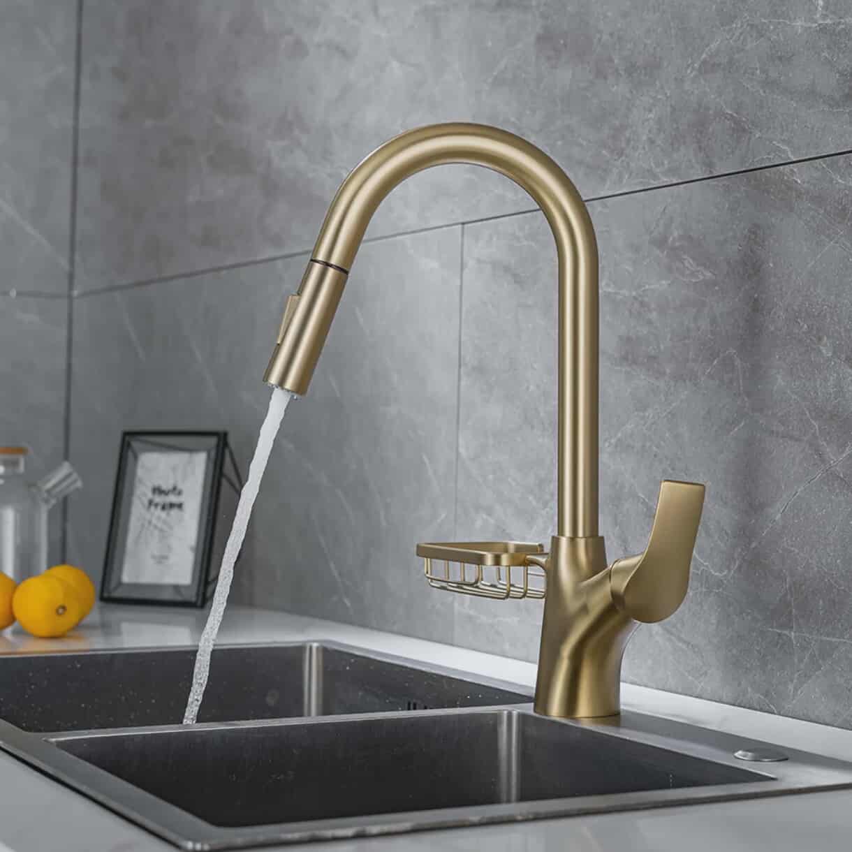 Contemporary Pull Out Faucet Water Faucet Sprayer Taps with Soap Dish