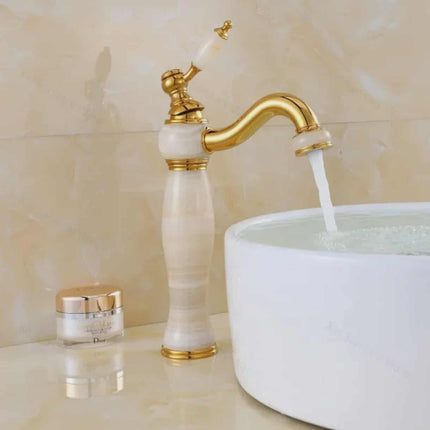Jade Stone Bathroom Faucet – Contemporary Golden Basin Mixer Tap