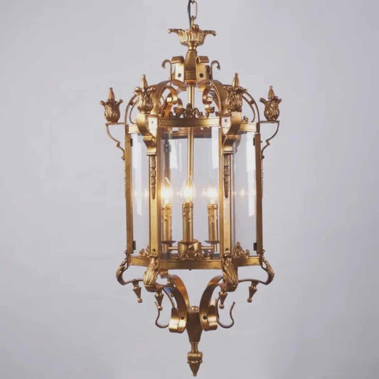 Classic Chandelier Retro Vintage Villa Decor Lighting Ceiling Antique Lamp Glass Iron Cage Chandelier