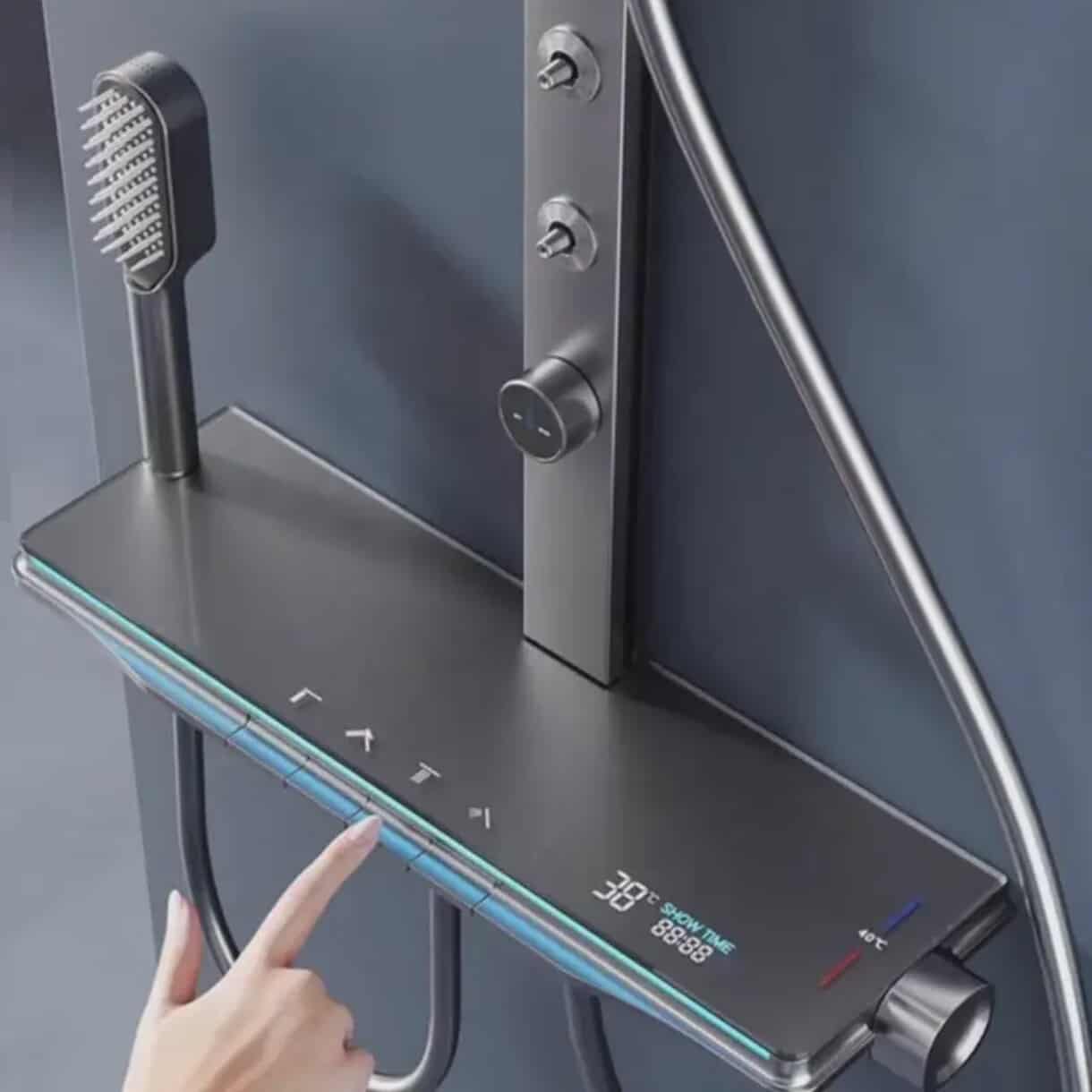 Modern Luxury Bath Shower Faucet Set Matte Black Brass Concealed Bath Sanitary