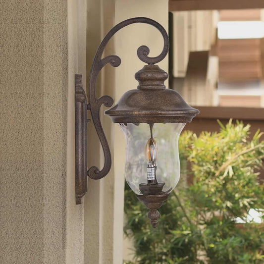 Vintage 22-Inch Outdoor Wall Lantern with Weatherproof Clear Glass Shade Aluminum Base Waterproof Sconce