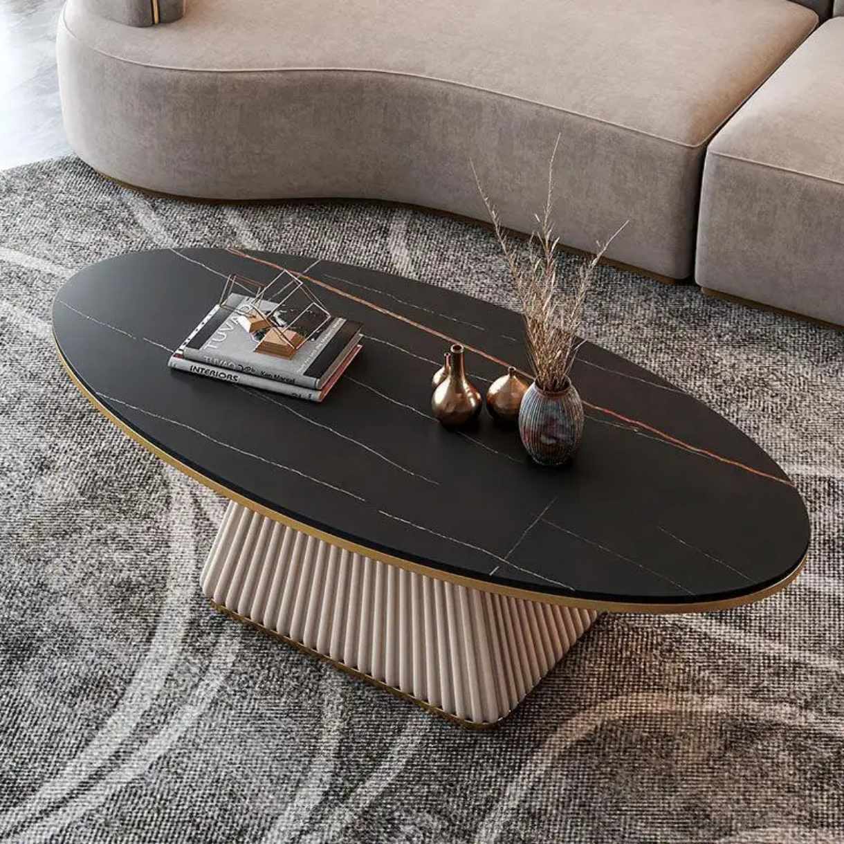 Modern Style Coffee Table 304 Stainless Steel and Marble Top