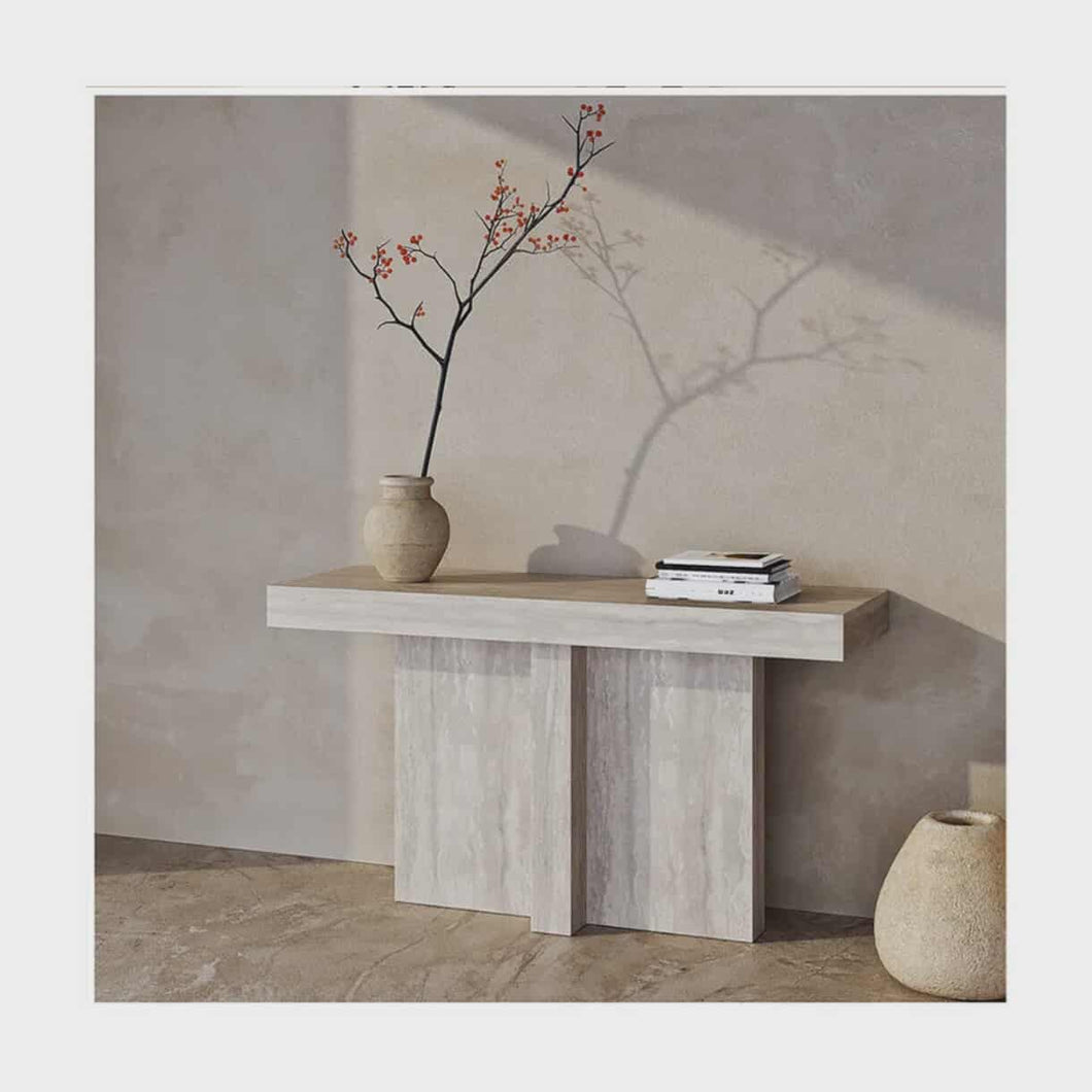 Minimalist Travertine Stone Console Table Modern Travertine