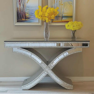 Modern Luxury Mirror Crystal Diamonds Console Table