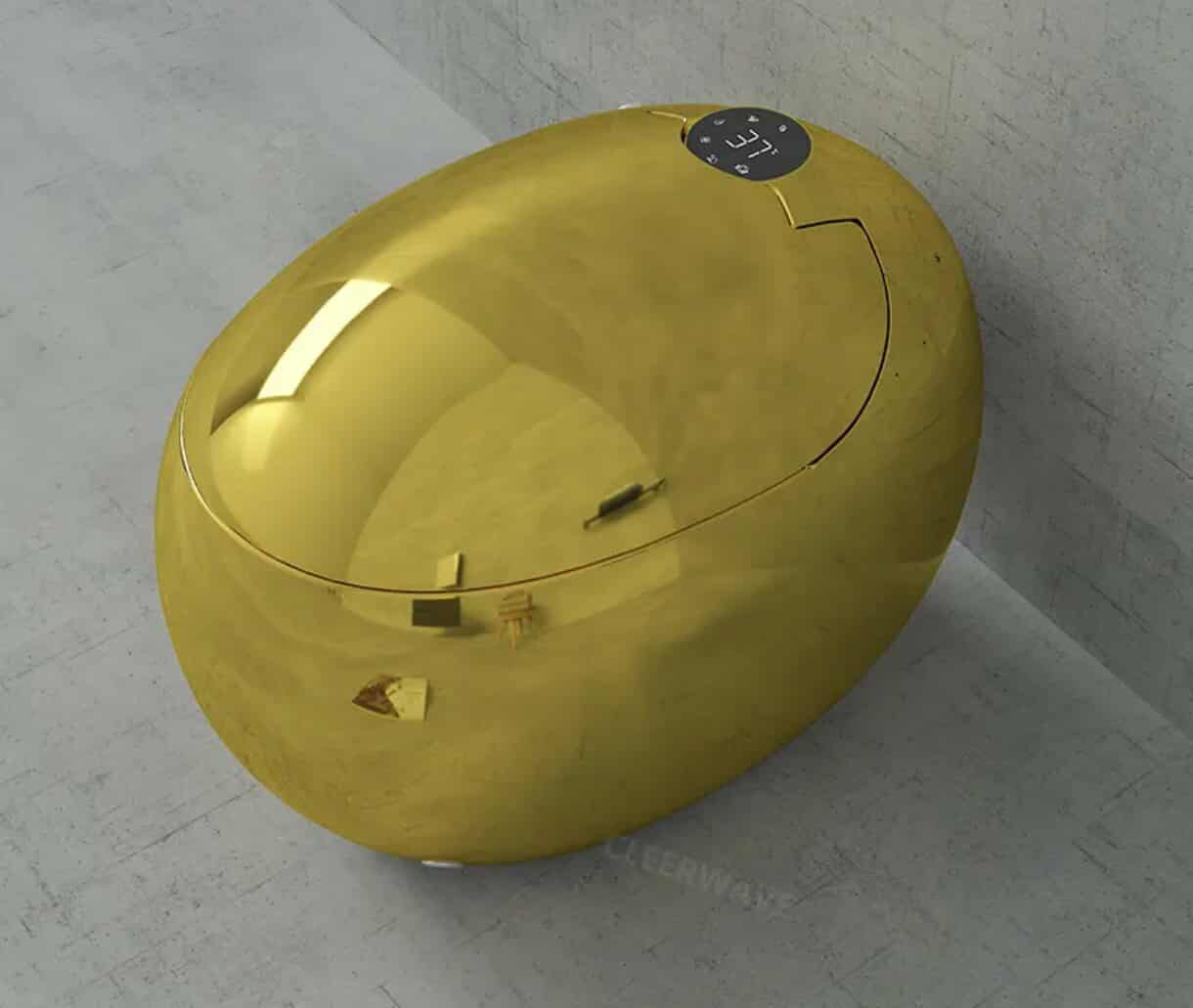 Luxury Intelligent Water Closet Bathroom Smart Wc Commode Automatic Egg Shape Gold Ceramic Color Toilet Bidet Seat Cover