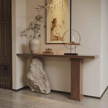 Load image into Gallery viewer, Modern Rainforest Green Marble Console Table – Luxury Hollow Stone

