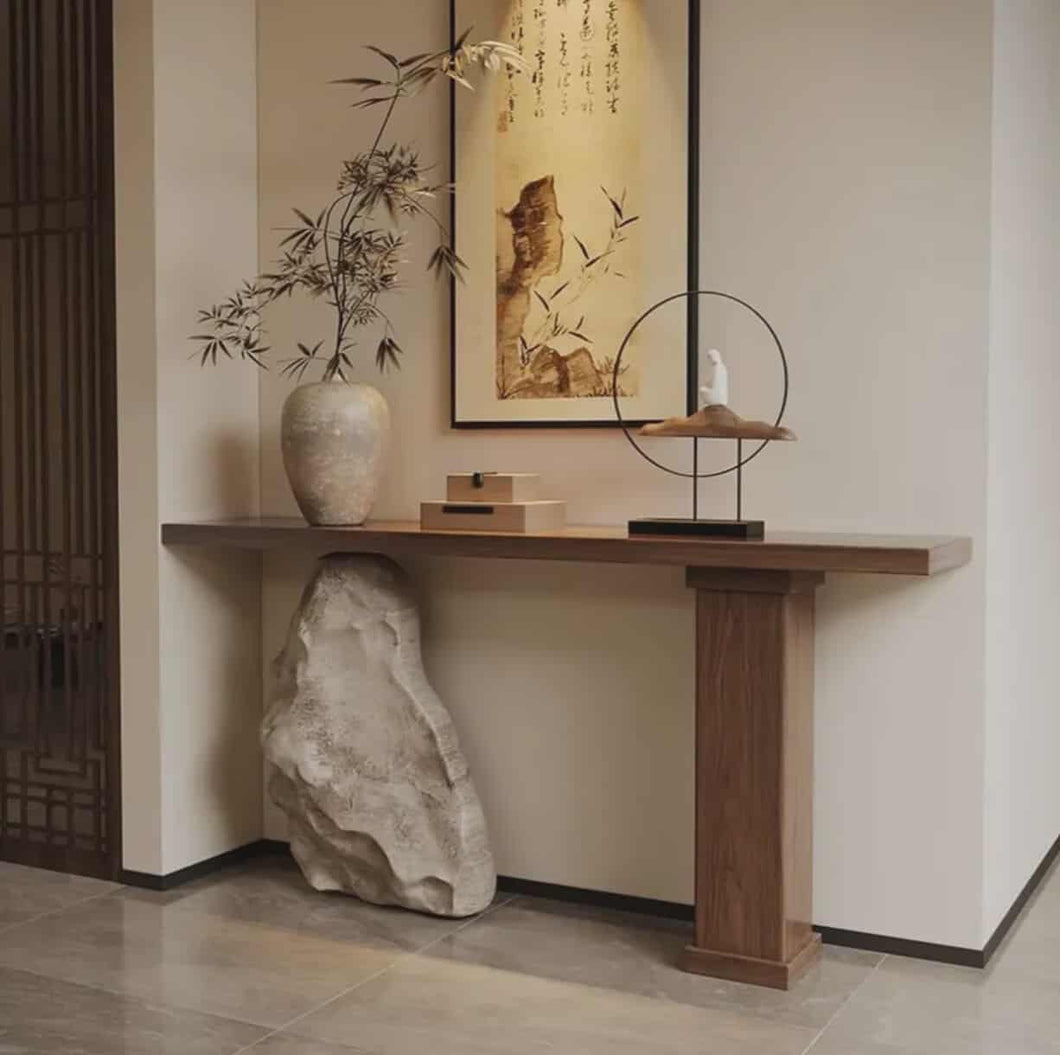 Modern Rainforest Green Marble Console Table – Luxury Hollow Stone
