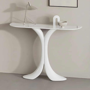 Modern Luxury White Console Table with Sculptural Base Design