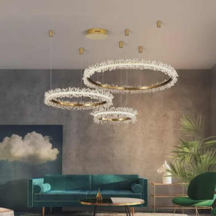 Luxury Circle Crystal Chandelier – Modern LED K9 Ceiling Light for Living Room & Home Décor
