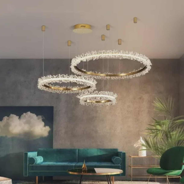 Luxury Circle Crystal Chandelier – Modern LED K9 Ceiling Light for Living Room & Home Décor