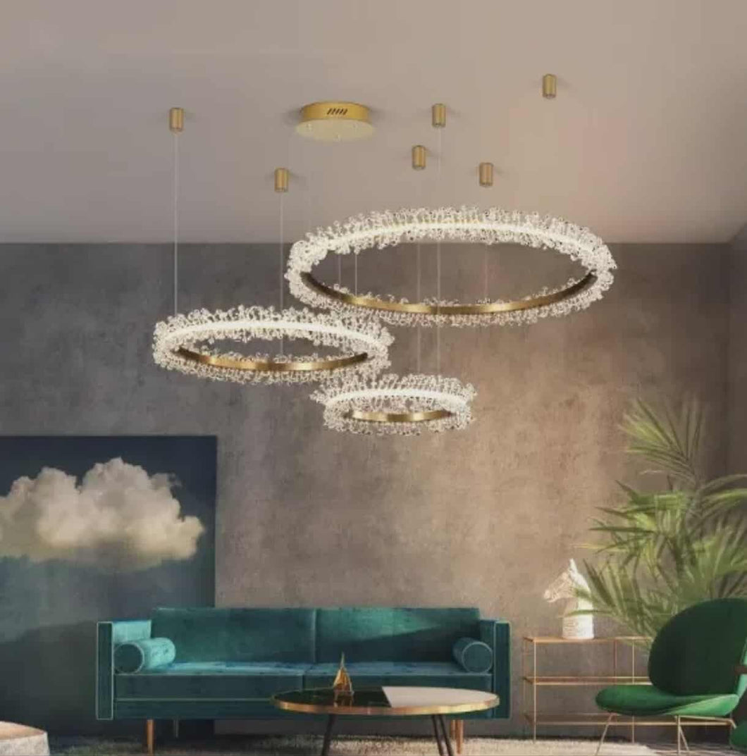Luxury Circle Crystal Chandelier – Modern LED K9 Ceiling Light for Living Room & Home Décor