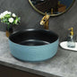Modern Blue Round Porcelain Basin – Luxury Countertop Vessel Sink for Bathroom Vanity, Home, and Hotel