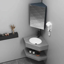 Cargar imagen en el visor de la galería, Cabinet Combination Small Unit Shape Corner Right Angle Solid Wood Ceramic Basin Wash Basin
