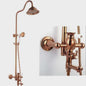 Bathroom Rose Gold Brass Wall Mounted High Pressure Shower Faucet Set