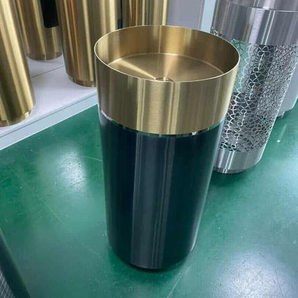 Black and Gold Round Pedestal Bathroom Sink Stainless Steel