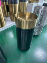 Load image into Gallery viewer, Black and Gold Round Pedestal Bathroom Sink Stainless Steel
