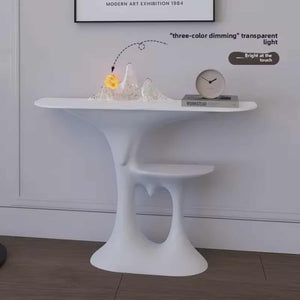 Modern Artistic Fiberglass White Console Table with Sculptural Design