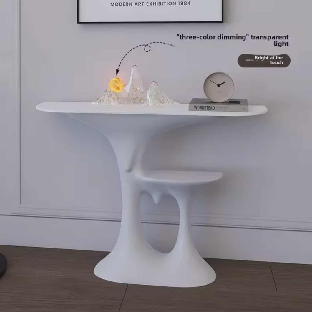 Modern Artistic Fiberglass White Console Table with Sculptural Design