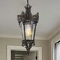 Antique Crown Outdoor Hanging Lantern Vintage Pendant Clear Glass Lighting Fixture