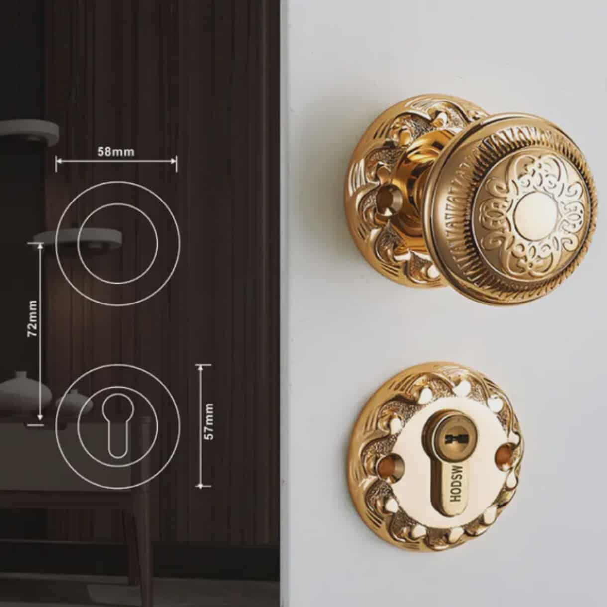 Copper Gold Knob European Spherical Bedroom Door Knob Lock