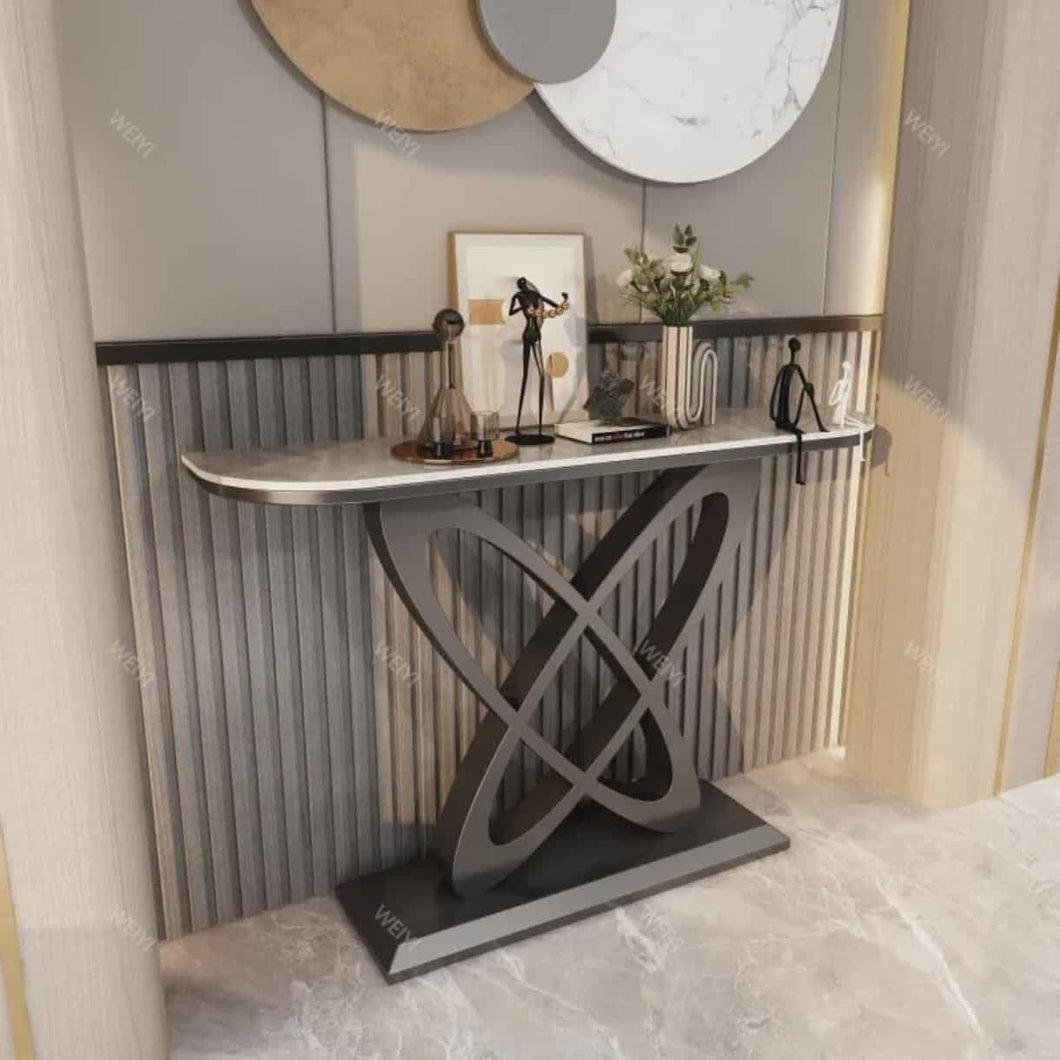 Elegant Modern Black Console Table Small Metal Corridor